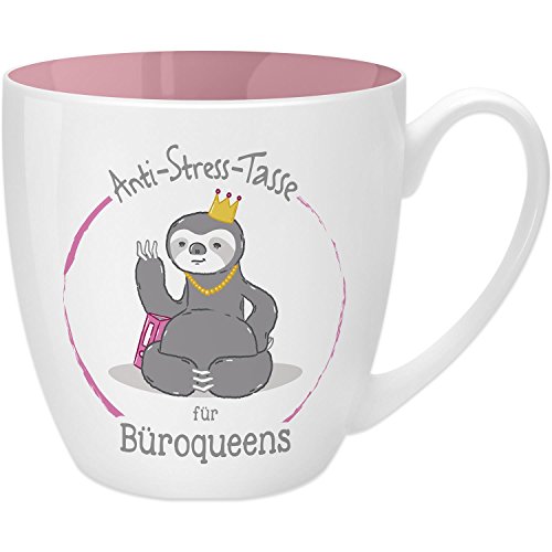 GRUSS & CO Anti-Stress-Tasse Motiv "Büroqueen" | Tasse mit Spruch, 45 cl, New Bone China | Geschenk Kollegin | 45488 von GRUSS & CO