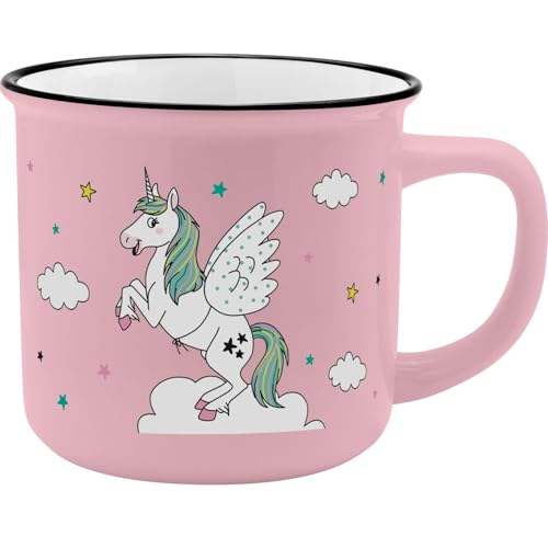 GRUSS & CO Becher Motiv "Einhorn" | Porzellan, 35 cl, Höhe 8,4 cm, Geschenkbanderole | Geschenk, Schule, Kindergarten, Kindergeburtstag | 74101 von GRUSS & CO