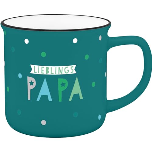 GRUSS & CO Becher mit Motiv Lieblingspapa | Lieblingsbecher aus New Bone China Porzellan, Emaille-Optik, schwarzer Trinkrand, 35 cl | Geschenk Freundschaft | 74660 GRUSS & CO Becher mit Motiv Lieblingspapa | Lieblingsbecher aus New Bone China Porzellan, Emaille-Optik, schwarzer Trinkrand, 35 cl | Geschenk Freundschaft | 74660 von GRUSS & CO