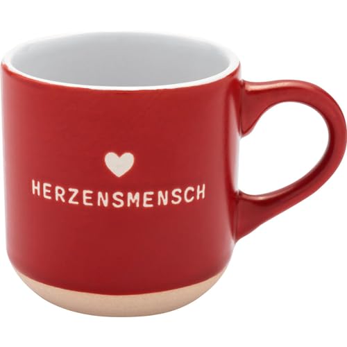 GRUSS & CO Espressotasse mit Gravur "Herzensmensch" | Tasse aus Steinzeug, 10 cl, mit Geschenk-Banderole | Geschenk Freunde, Geburtstag | 73935 von GRUSS & CO