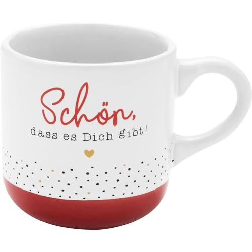 GRUSS & CO Espressotasse mit Motiv "Schön" | Tasse aus Steinzeug, 10 cl, mit Geschenk-Banderole, rot | Geschenk Freunde, Geburtstag | 73939 von GRUSS & CO