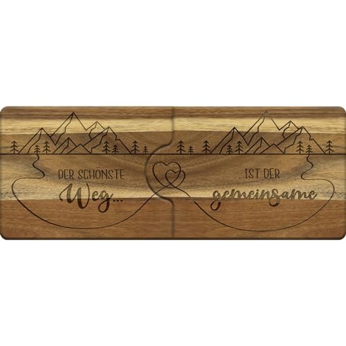 GRUSS & CO Holzbrett-Set mit Spruch "Der schönste Weg" | Set aus 2 zusammenlegbaren Holzbrettern, mit eingebranntem Motiv | Hochzeitsgeschenk | 48795 GRUSS & CO Holzbrett-Set mit Spruch "Der schönste Weg" | Set aus 2 zusammenlegbaren Holzbrettern, mit eingebranntem Motiv | Hochzeitsgeschenk | 48795 von GRUSS & CO