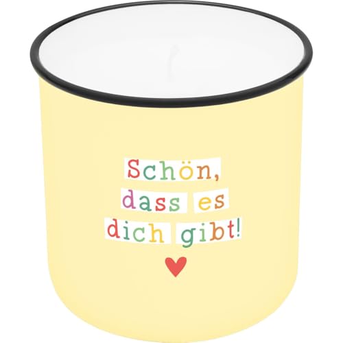 GRUSS & CO Kerze im Becher Motiv "Gibt" | Bedruckter Kerzenbecher, Porzellan, Höhe 8,8 cm, Durchmesser 8,4 cm | Geschenk, Dekoartikel | 74770 von GRUSS & CO