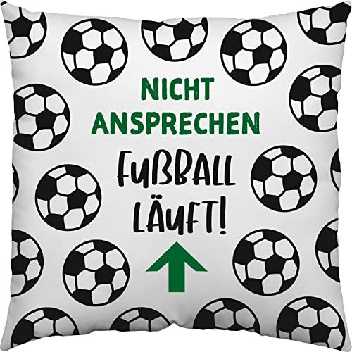 GRUSS & CO Kissen Motiv "Fußball" | Zierkissen, Baumwolle, 30 cm x 30 cm, klein | Kissen mit Spruch, Fußball | 48222 von GRUSS & CO