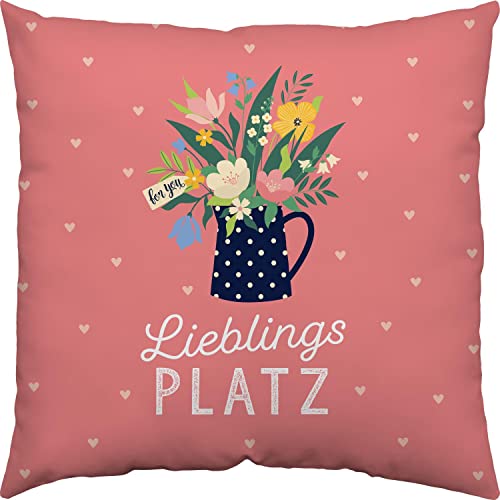 GRUSS & CO Kissen Motiv "Garten"| Zierkissen, Baumwolle, 40 cm x 40 cm | Kissen mit Spruch | 47615 von GRUSS & CO