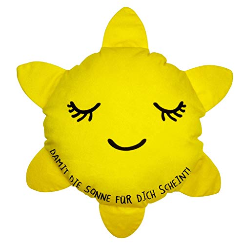 GRUSS & CO Plüschkissen Motiv "Sonne" | Zierkissen, Figurenkissen, 100% Polyester | Geschenk, Dekoartikel | 46502 von GRUSS & CO