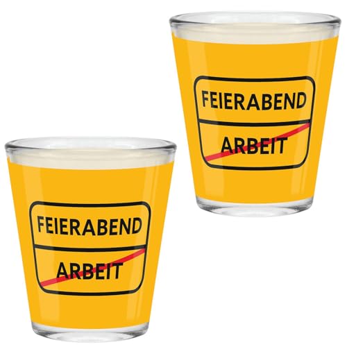 GRUSS & CO Schnapsglas-Set Motiv Feierabend: Geschenkartikel mit Spruch Feierabend von GRUSS & CO