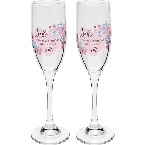 GRUSS & CO Sektglas Set Motiv "Echt" | Sektgläser, 20 cl, Geschenkbox | Geschenk Hochzeit, Valentinstag | 48570 GRUSS & CO Sektglas Set Motiv "Echt" | Sektgläser, 20 cl, Geschenkbox | Geschenk Hochzeit, Valentinstag | 48570 von GRUSS & CO
