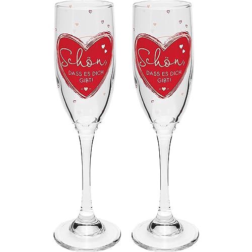 GRUSS & CO Sektglas Set Motiv "Schön" | Sektgläser, 20 cl, Geschenkbox | Geschenk Hochzeit, Valentinstag | 48572 von GRUSS & CO