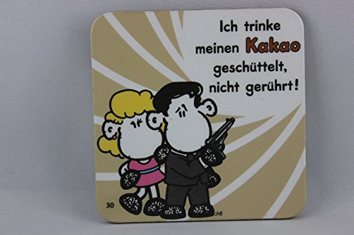 Sheepworld, Gruss & Co - 81046 - Untersetzer Nr. 30, Ich trinke Meinen Kakao geschüttelt, Nicht gerührt!, Kork, 9,5cm x 9,5cm von GRUSS & CO