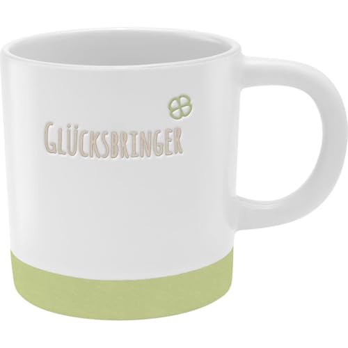 GRUSS & CO Tasse mit Gravur "Glücksbringer" | Steinzeug, 40 cl, mehrfarbig | Geschenk Glück | 48432 von GRUSS & CO