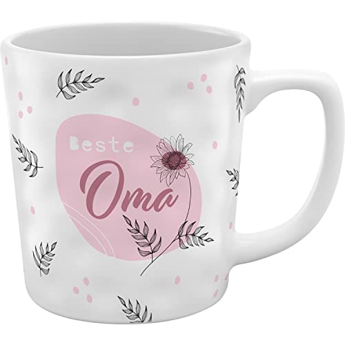 GRUSS & CO Tasse mit Motivdruck "Beste Oma" | Strukturtasse, Steinzeug, 37 cl, mehrfarbig | Geschenk Oma | 48453 von GRUSS & CO