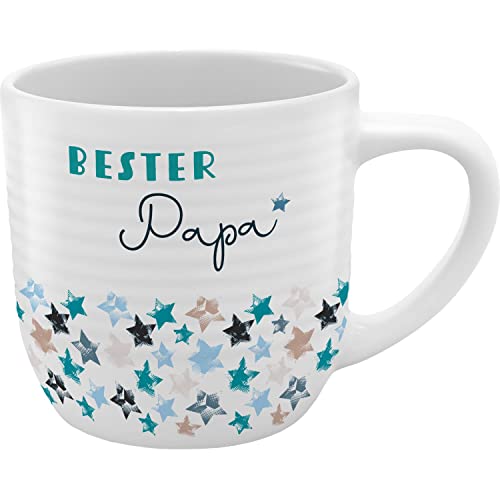 GRUSS & CO Tasse mit Rillen "Bester Papa" | Steinzeug, 40 cl, mehrfarbig | Vatertag | 48438 von GRUSS & CO