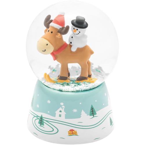 GRUSS & CO Traumkugel Kids Elch | Schneekugel mit Glitter, Höhe 6,5 cm | Geschenk für Kinder, Weihnachten, Silvester | 74389 von GRUSS & CO