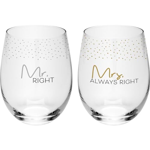 GRUSS & CO Trinkglas Set Motiv Mr right - Mrs always right von GRUSS & CO