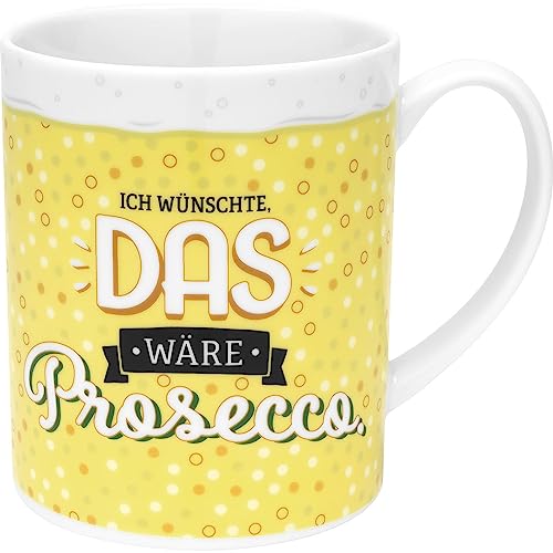 GRUSS & CO XL-Tasse Motiv Prosecco | lustige Tasse, Porzellan, Tasse groß 60 cl, gelb | Frauengeschenk, Partygeschenk | 48815 von GRUSS & CO