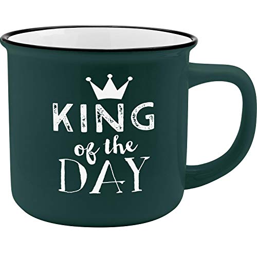 GRUSS & CO Becher Motiv "King" | New Bone China Porzellan, Emaille-Optik, 35 cl | Geschenk lustig | 45771 von GRUSS & CO