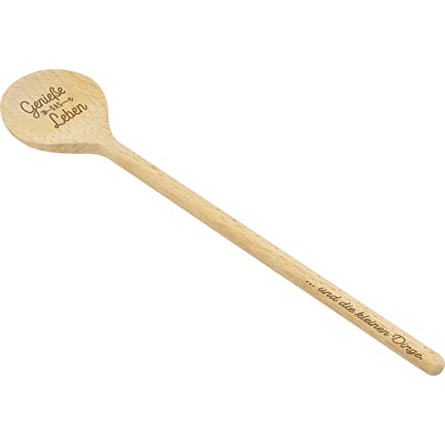 GRUSS & CO Kochlöffel Motiv "Genieße"| Holzlöffel, Kochlöffel aus Buchenholz, 28 cm, mit eingebranntem Motiv | Geschenk Küche, Kochen | 47813 von GRUSS & CO