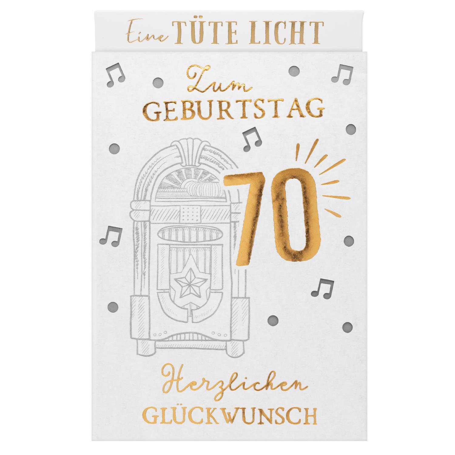 Lichttüte »Zum 70. Geburtstag Herzlichen GLÜCKWUNSCH!« Lichttüte »Zum 70. Geburtstag Herzlichen GLÜCKWUNSCH!« von GRUSS&CO