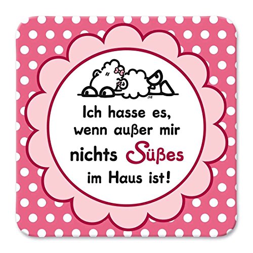 Sheepworld, Gruss & Co - 81049 - Untersetzer Nr. 33, Ich hasse es, wenn außer mir nichts Süßes im Haus ist!, Kork, 9,5cm x 9,5cm von GRUSS & CO