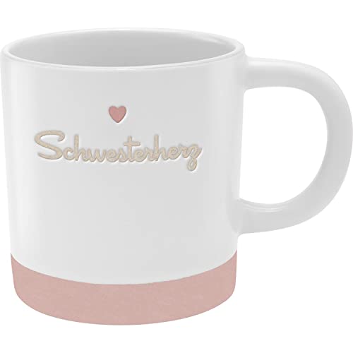 GRUSS & CO Tasse mit Gravur "Schwesterherz" | Steinzeug, 40 cl, mehrfarbig | Geschenk Schwester | 48434 von GRUSS & CO