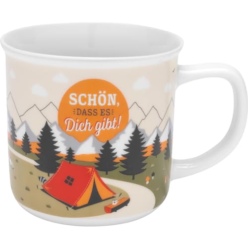 GRUSS & CO Tasse mit Motiv "Berge" | Kaffeetasse, verpackt in Geschenkbox, Porzellan, 35 cl | Geschenk, Geburtstag, Fernweh, Reise | 48821 von GRUSS & CO