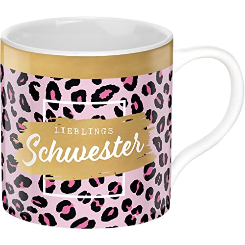 GRUSS & CO 47623 Tasse Motiv Schwester, Porzellan, 45 cl, Animal-Print, Rosa von GRUSS & CO