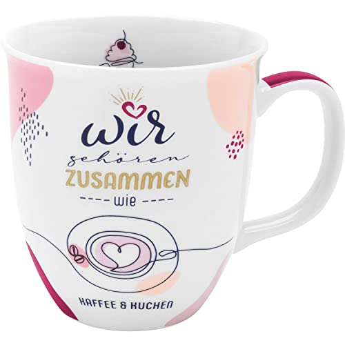 GRUSS & CO Tasse Motiv "Wir gehören zusammen" | Sprüchetasse, Porzellan, 40 cl | Geschenk Freund, Freundin, Liebe | 47899 von GRUSS & CO