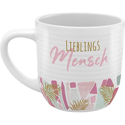 GRUSS & CO Tasse mit Rillen "Mensch" | Steinzeug, 40 cl, mehrfarbig | Geschenk Freunde | 48441 von GRUSS & CO