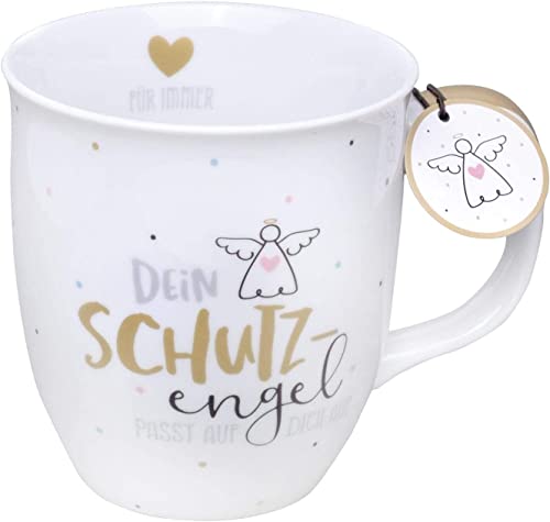 GRUSS & CO Tasse Motiv "Dein Schutzengel" | Sprüchetasse, Porzellan, 40 cl | Geschenk Schutzengel, Baby | 46627 von GRUSS & CO