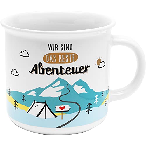GRUSS & CO Tasse mit Motiv "Abenteuer" | Kaffeetasse, 38 cl, in Geschenkbox | Geschenk Geburtstag, Liebe | 47335 von GRUSS & CO