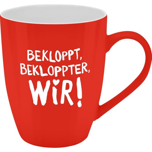 GRUSS & CO Becher mit Motiv "Bekloppt" | Tasse mit Spruch, New Bone China Porzellan, 35 cl, mit Geschenkbaderole | lustiges Geschenk, Geburtstag | 74210 GRUSS & CO Becher mit Motiv "Bekloppt" | Tasse mit Spruch, New Bone China Porzellan, 35 cl, mit Geschenkbaderole | lustiges Geschenk, Geburtstag | 74210 von GRUSS & CO