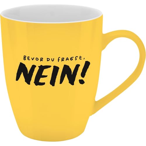 GRUSS & CO Becher mit Motiv "Nein" | Tasse mit Spruch, New Bone China Porzellan, 35 cl, mit Geschenkbaderole | lustiges Geschenk, Geburtstag | 74207 von GRUSS & CO