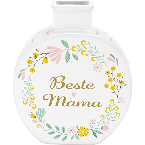 Vase Motiv Beste Mama: Vase mit beidseitigem und seitlichem Motivdruck von GRUSS & CO