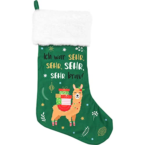 Weihnachtsstrumpf Ich war sehr, sehr, sehr, sehr brav!: Mit Plüschkrempe und Loop zum Aufhängen von GRUSS & CO