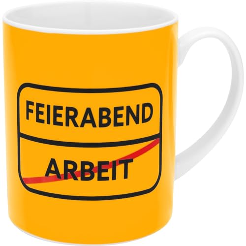 GRUSS & CO XL-Tasse mit Motivdruck "Feierabend" | große Kaffeetasse, Porzellan, 60 cl, Tasse mit Spruch | lustiges Geschenk, Männergeschenk | 48924 von GRUSS & CO
