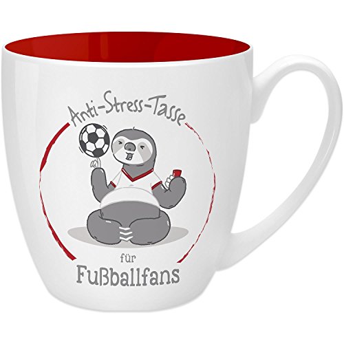 GRUSS & CO Anti-Stress-Tasse Motiv "Fußballfans" | Tasse mit Spruch, 45 cl, New Bone China | Geschenk Fußball | 45516 von GRUSS & CO