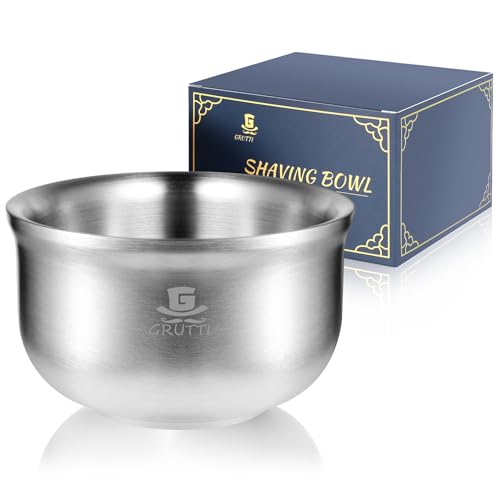 GRUTTI Premium Rasierschale - Edelstahl Rasierschale - 4.5"/11.5cm Rasierschale, 3 Schichten 304 Edelstahl-Hitzebewahrung Rasur Seifenschale für Rasierschaum Rasierpinsel Rasierer Nassrasur GRUTTI Premium Rasierschale - Edelstahl Rasierschale - 4.5"/11.5cm Rasierschale, 3 Schichten 304 Edelstahl-Hitzebewahrung Rasur Seifenschale für Rasierschaum Rasierpinsel Rasierer Nassrasur von GRUTTI