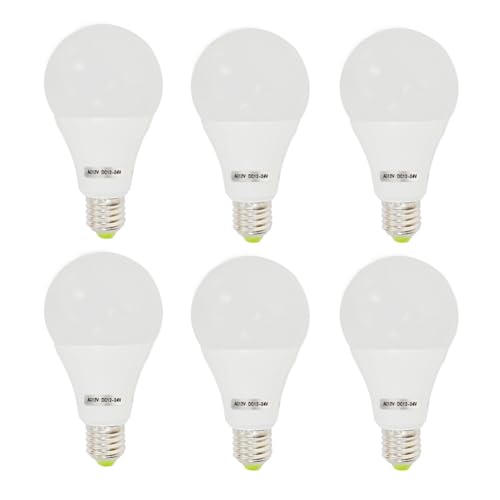 GRV E27-Sockel 18-5730 SMD LED Leuchtmittel nicht dimmbar 9 Watt Thermoplastisches Licht 75 Watt entspricht AC 12 V DC 12-24 V Kaltweiß 6 Stück von GRV