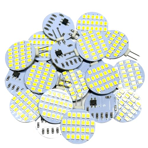 GRV G4 Bi Pin Base Birne 24-2835SMD LED Birne Lampe Super Bright Unter Kabinett Kuppel Licht DC12V Kaltweiß 20 Stück von GRV