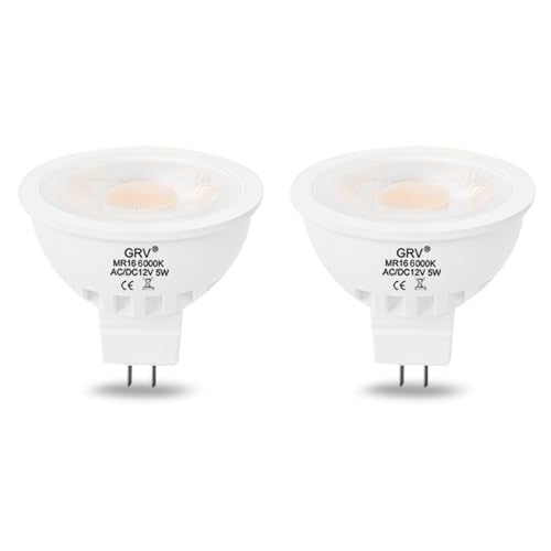 GRV MR16 GU5.3 LED Leuchtmittel AC / DC12V 5W entspricht 50W Halogenlampe LED Scheinwerfer Schiene und Innenbeleuchtung Downlight nicht dimmbar weiß 2er Set von GRV