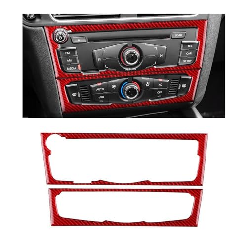 GRZPCJZM Aufkleber aus echtem Carbon, kompatibel mit Audi A4 A5 Q5 2009 2010 2011 2012 2013 2014 2015 2016, Konsolen-CD-Panel, Innenverkleidung, Zubehör(Red C) von GRZPCJZM