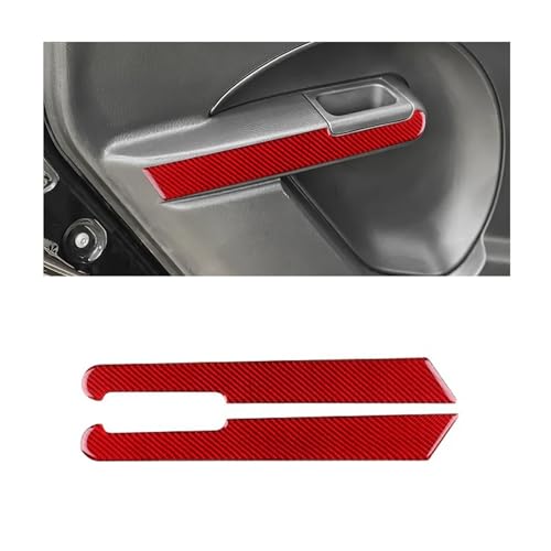 GRZPCJZM Aufkleber aus echter weicher Kohlefaser, kompatibel mit FIAT Panda 2003 2004 2005 2006 2007 2008 2009 2010 2011, LHD RHD, vordere und hintere Türgriffverkleidung(for Rear Door Red) von GRZPCJZM