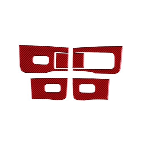 GRZPCJZM Aufkleber aus echter weicher Kohlefaser, kompatibel mit Tesla Model 3 Highland 2024, Verkleidung des Fensterheberschalters, Auto-Innendekorationszubehör(Right Hand Drive Red) von GRZPCJZM