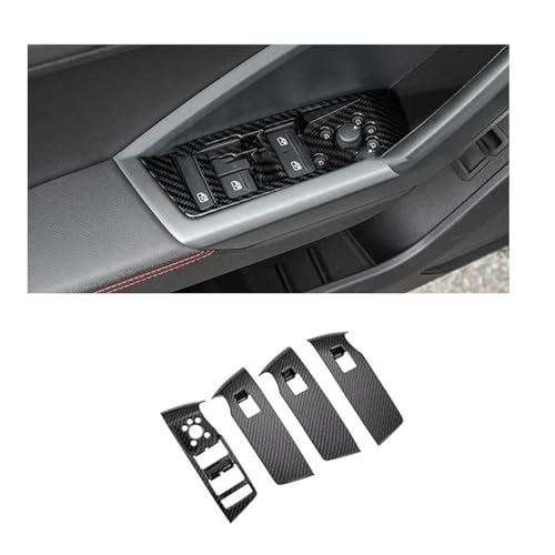 GRZPCJZM Autoinnenausstattung, kompatibel mit Audi Q3 F3 2019 2020 2021 2022 2023, Zubehör for die Mittelkonsolenverkleidung mit Karbonfasermuster(Window Lift) von GRZPCJZM