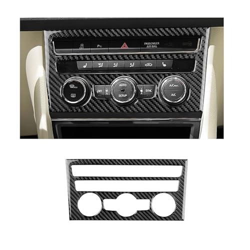 GRZPCJZM Echte weiche Kohlefaser, kompatibel mit Seat Leon MK3 2013 2014 2015 2016 2017 2018 2019 2020 LHD RHD, Aufkleber for die zentrale Steuerung des Bildschirms(for AC Black) von GRZPCJZM