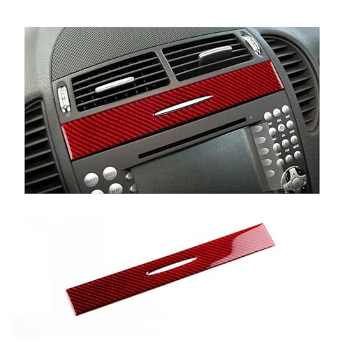 GRZPCJZM Kompatibel mit Mercedes SLK R171 2004 2005 2006 2007 2008 2009 2010. Aufkleber for die zentrale Luftauslassverkleidung aus echter weicher Kohlefaser.(Red LHD RHD B) von GRZPCJZM