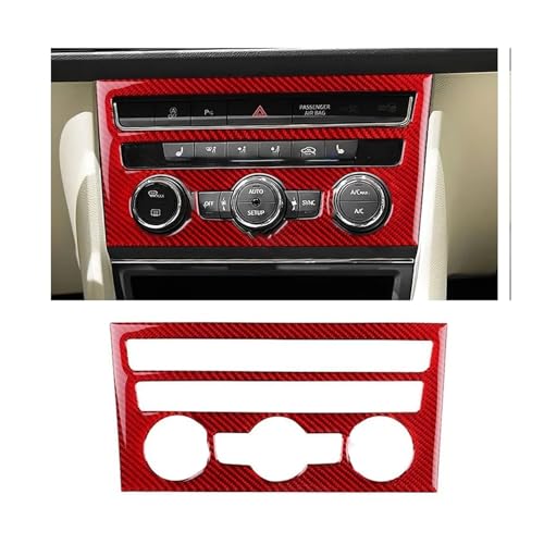 GRZPCJZM Kompatibel mit Seat Leon 2013 2014 2015 2016 2017 2018 2019 2020 LHD RHD Auto-Zentral-AC-Tastenfeldverkleidung Echter weicher Kohlefaser-Aufkleber(Type A Red Carbon) von GRZPCJZM