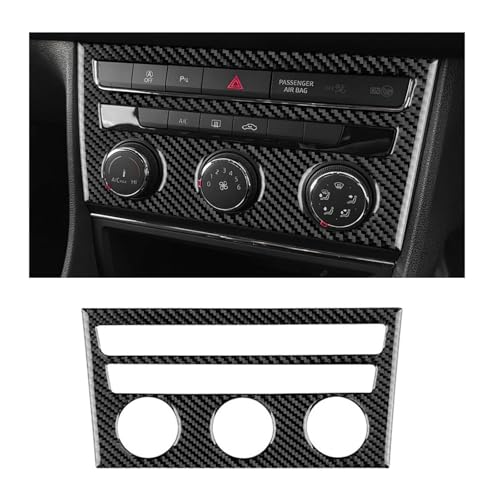 GRZPCJZM Kompatibel mit Seat Leon 2013 2014 2015 2016 2017 2018 2019 2020 LHD RHD Auto-Zentral-AC-Tastenfeldverkleidung Echter weicher Kohlefaser-Aufkleber(Type B Black Carbon) von GRZPCJZM