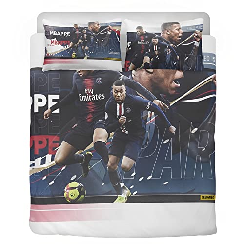 Bettbezug Mbappe, Bettbezug PSG, Bettwäsche, Fußball, Mikrofaser, Bettwäsche, Bettbezüge Neymar, mit Kopfkissenbezug, Bettwäsche für Jungen (C, 140 x 200/65 x 65 x 2) von GRZYBY